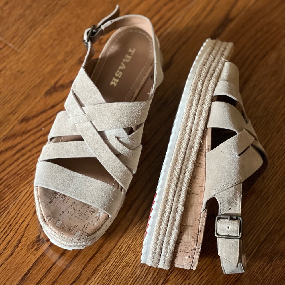 Trask Randi Suede Strap Espadrille Platform Sandals